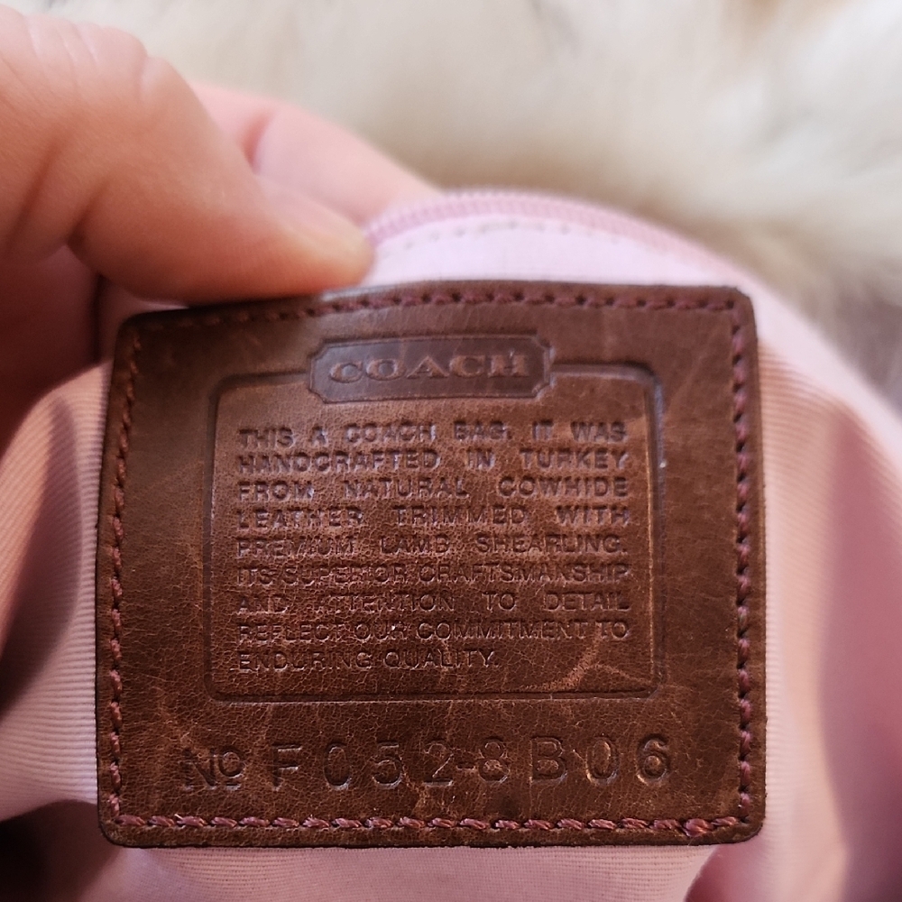 Coach Brown Leather Shoulder Bag with Faux Fur - Picture 7 of 8